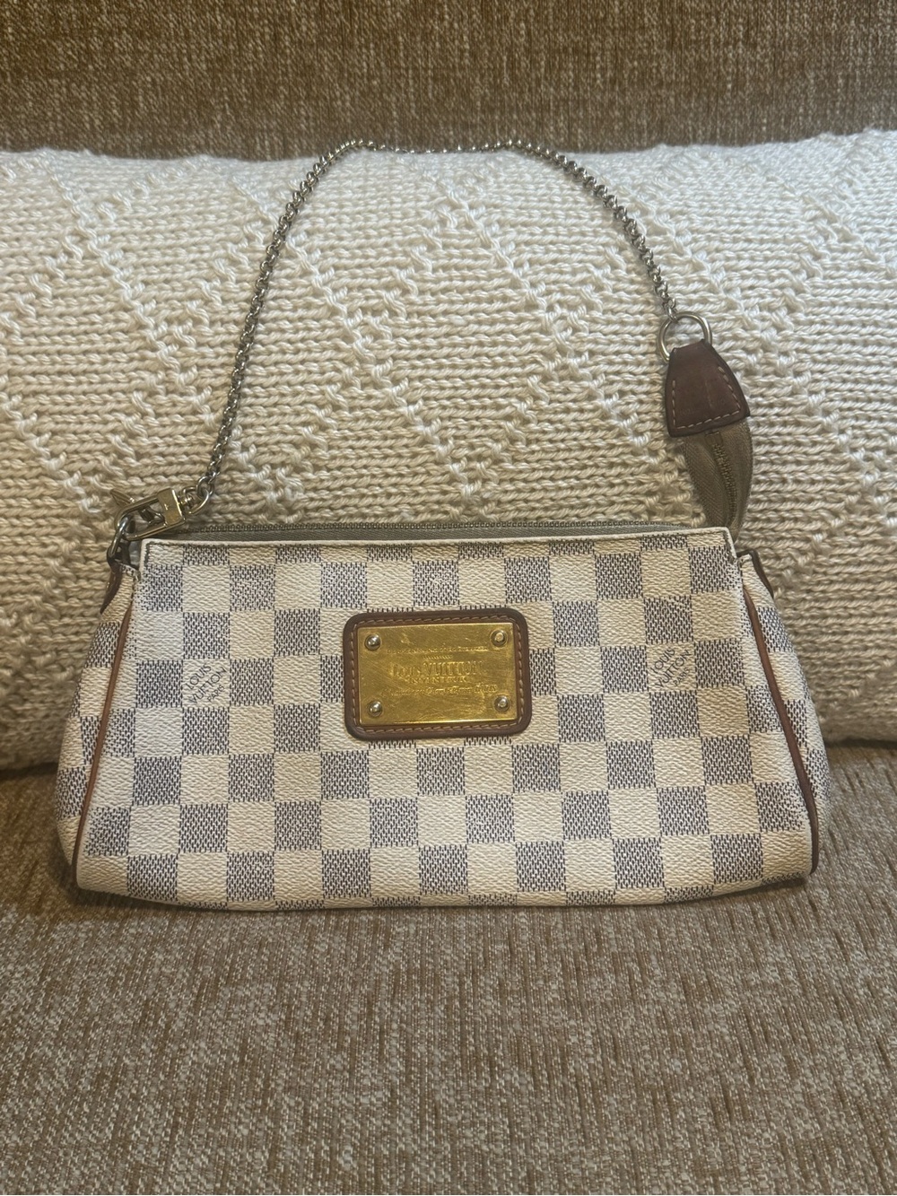❤️ Authentic LV Louis Vuitton Eva Clutch Pochette Damier Azur Purse Bag ❤️
